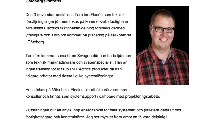 Mitsubishi Electric förstärker säljkåren med ny teknisk säljare