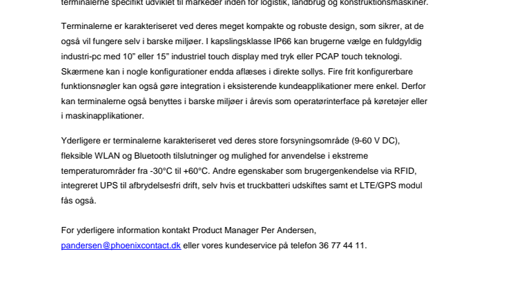 Robuste PC-terminaler til mobile applikationer
