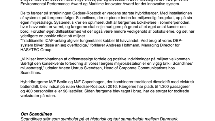 Scandlines nedsætter miljøbelastningen yderligere