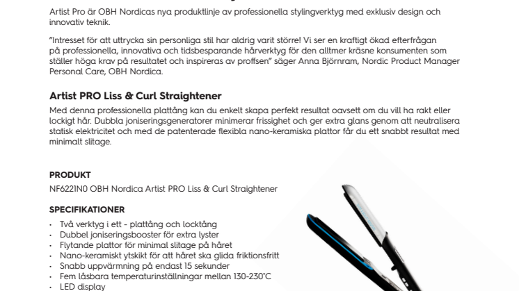 Artist PRO Liss & Curl Straightener
