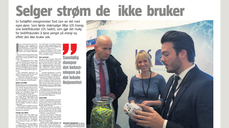 Presseklipp fra Agderpostens Næringslivsmagasin 14.11.2015 - Selger strøm de ikke bruker