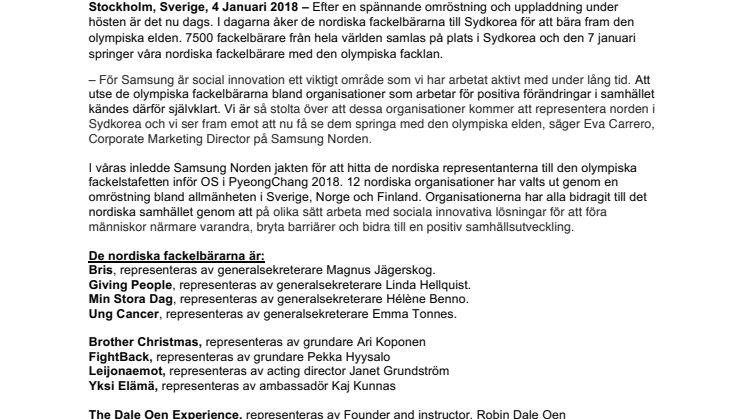 Nu åker de nordiska fackelbärarna till Sydkorea för att delta i den olympiska fackelstafetten 