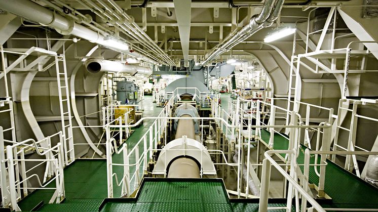 A ship's engine room is one of the main sources of structure borne noise