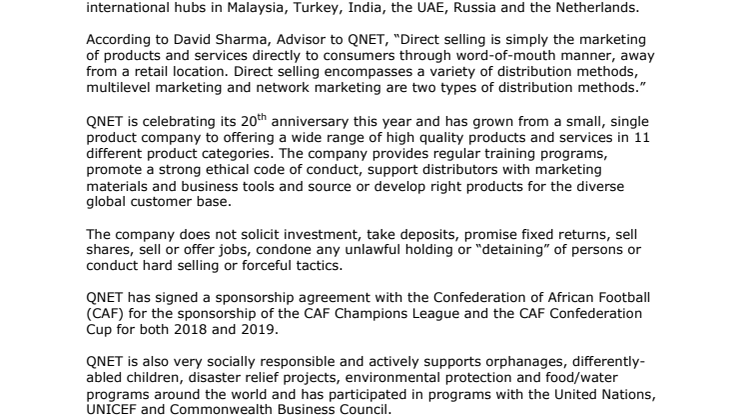 QNET Sheds Light On Its Global E-Commerce Business And Partnership With CAF