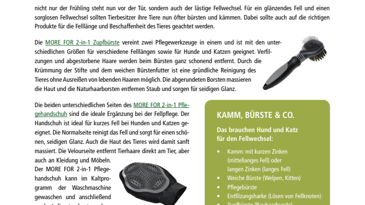 Fressnapf-Produktnews 03/2018:  Gut gepflegt durch den Fellwechsel