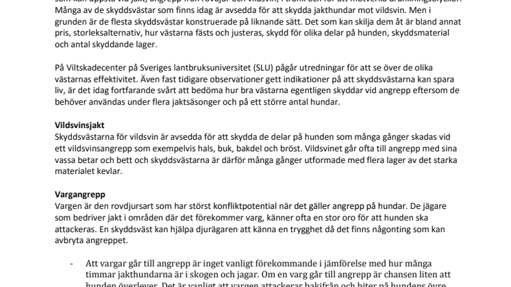Skyddsväst för jakthundar 