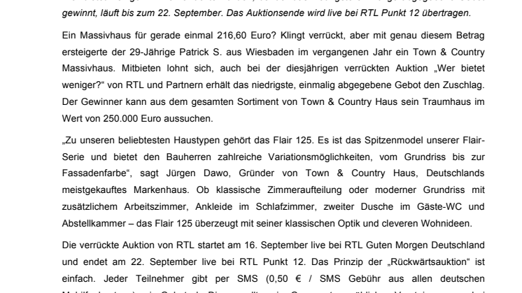 Gewinnen Sie Ihr Town & Country Traumhaus im Wert von 250.000 Euro