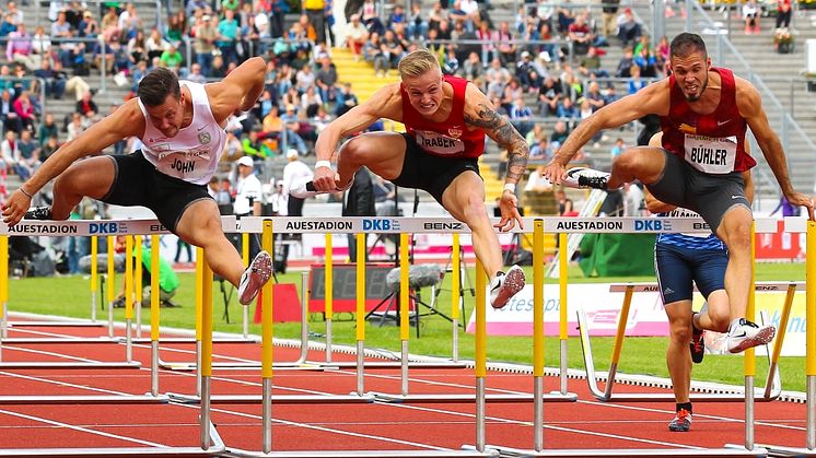 Das Finale der Deutschen Meisterschaft in Kassel (v.l.): Alexander John, Gregor Traber und der Sieger Matthias Bühler. 