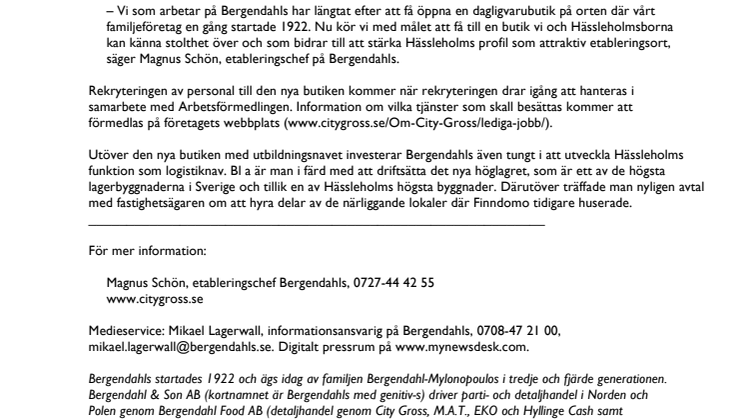 Klartecken för City Gross Hässleholm med Bergendahls Foods nya utbildningsnav