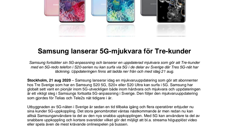 Samsung lanserar 5G-mjukvara för Tre-kunder