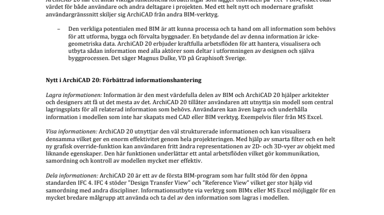 ARCHICAD 20 – En ny syn på BIM på väg till Sverige