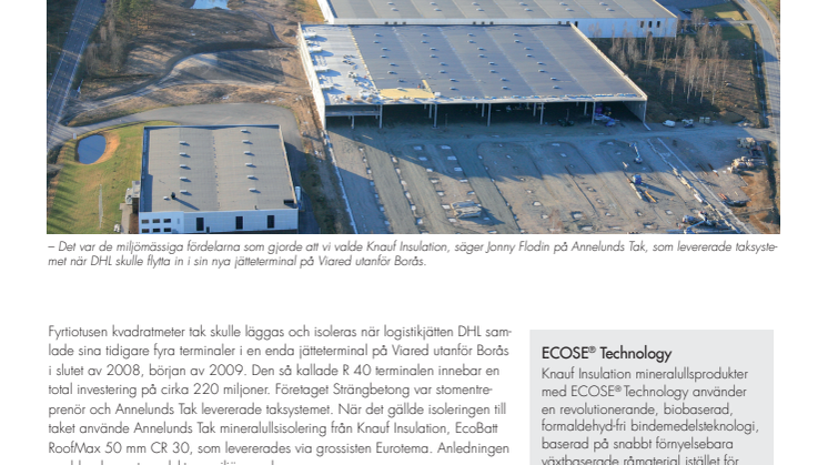 Knauf Insulation isolerade jätteterminalen åt DHL