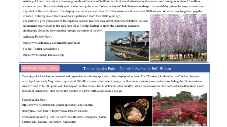 - Ideal Day Trip from Tokyo -  Leave Your Worries Behind with the Spectacular Displays of Spring Flowers