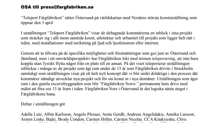 “Teleport Färgfabriken” sätter Östersund på världskartan  