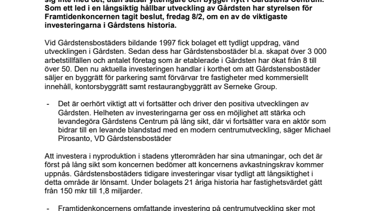 Ny milstolpe för samhällsbygget Gårdsten!