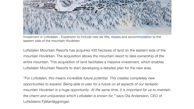 Major investment in Lofsdalen