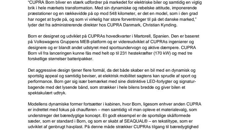 CUPRA Born: Elektrificeret performance