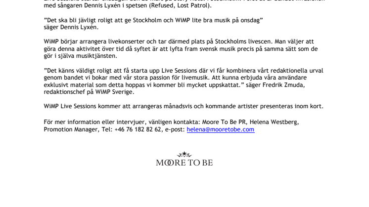 WiMP startar det återkommande konceptet Live Sessions