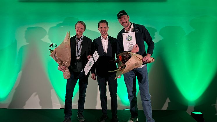 Från vänster: Calle Stensson (Adverty), Viktor Tjäder-Larsson (Deloitte) och Gustav Dafnäs (Perific Technologies).