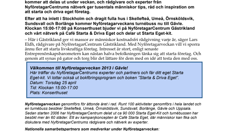 Nyföretagarveckan kommer till Gävle