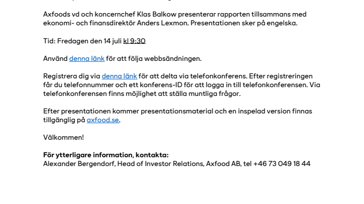 Inbjudan till presentation av Axfoods andra kvartal 2023.pdf