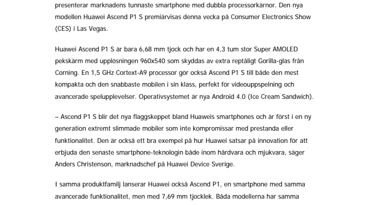 Huawei lanserar världens tunnaste smartphone