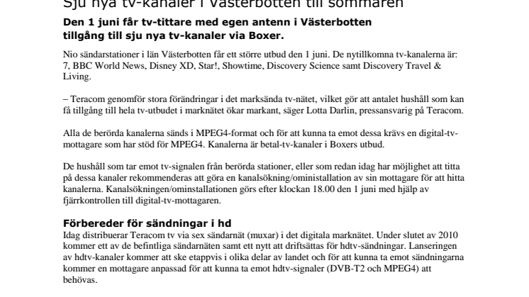 Sju nya tv-kanaler i Västerbotten till sommaren