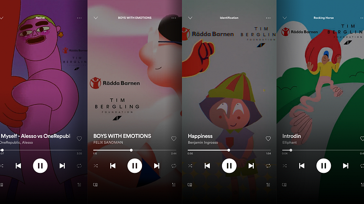 Svenska artister har har bytt ut sin canvas på en av sina låtar på Spotify och lagt ut Rädda Barnens animation som visar hur det kan kännas att må dåligt.