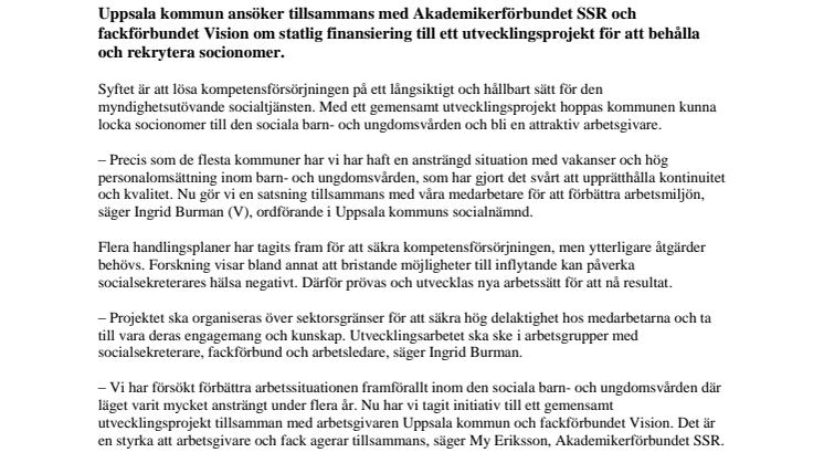 Kommunen och facket vill locka socionomer