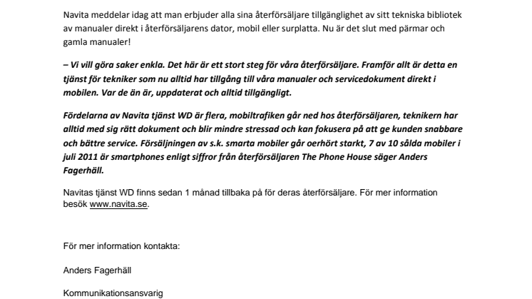 Navita Värmepumpar lanserar manualer i mobilen