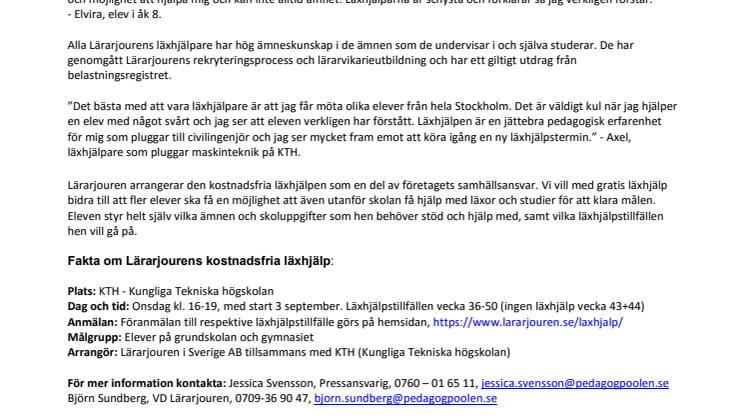 Gratis läxhjälp till elever på grundskolan och gymnasiet startar vecka 36