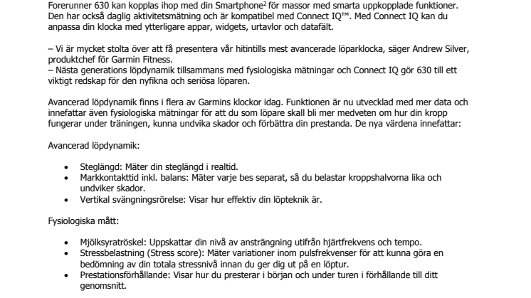 Mät det som räknas med Garmins® mest avancerade löparklocka Forerunner® 630 
