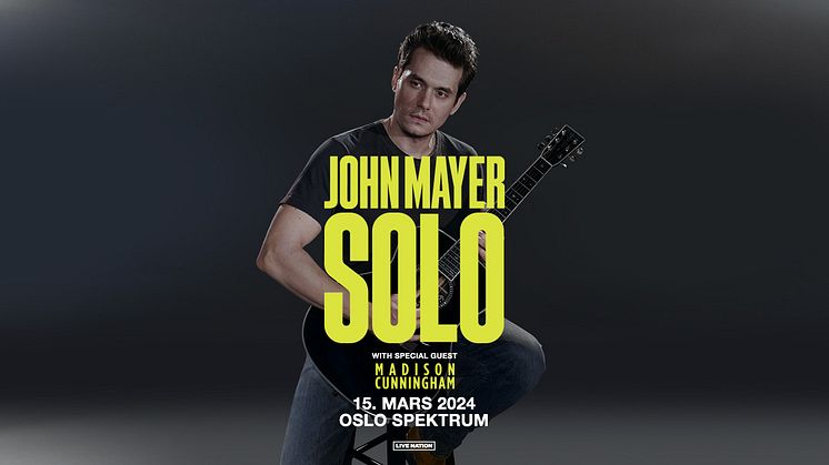 JOHN MAYER KOMMER TIL EUROPA MED SIN AKUSTISKE SOLO-TURNÉ!
