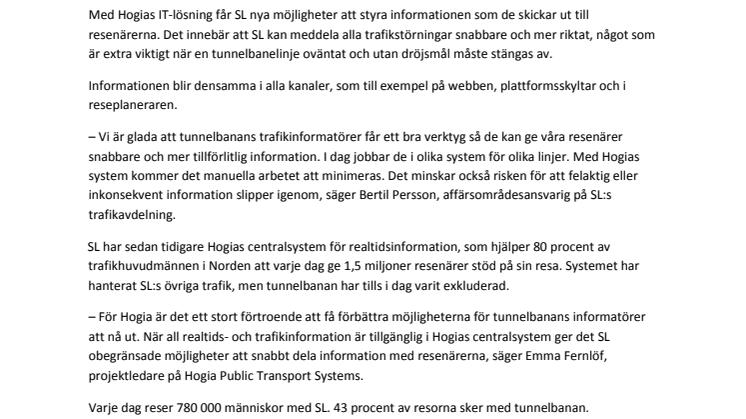 SL inför sekundsnabb reseinformation om tunnelbanan