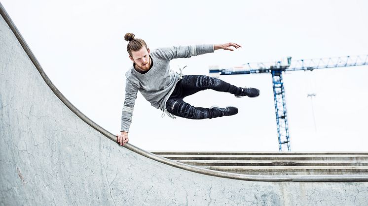 Emanuel Hansson, Tip Generations Sjöbo, ser fram emot en parkourbana i Sjöbos blivande aktivitetspark. Bild: Olivia Soliz Sjögren