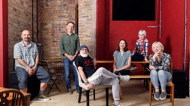 From left to right, actor Chris Connell, Associate Professor Steve Gilroy, actor Dave Johns, Dr Heike Pichler, actor Sharon Percy and actor Jackie Lye.