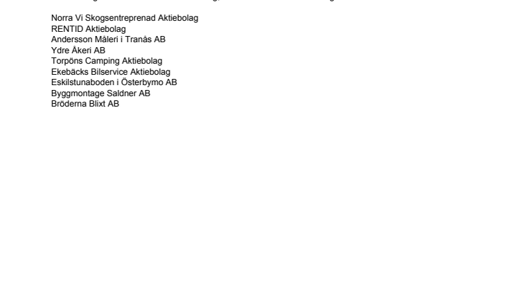 Företagen bakom Bästa Tillväxt 2011 i Ydre kommun.