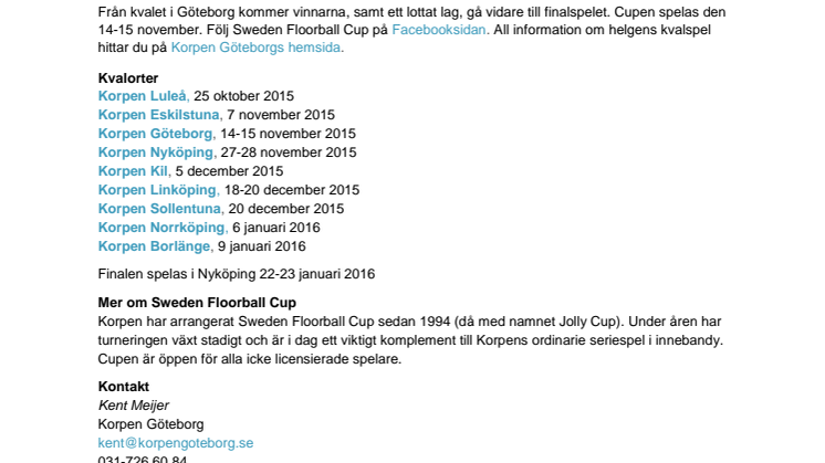 Sweden Floorball Cup kvalar i Göteborg 