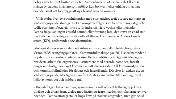 Ny strategi mot bostadslöshet