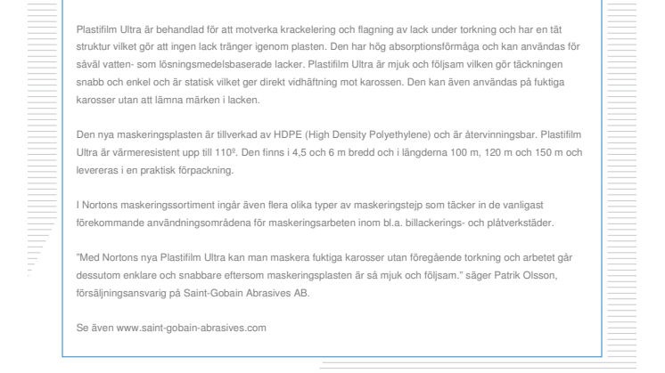Ny maskeringsplast för billackering