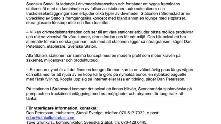 Nu öppnar Statoil Strömstads modernaste drivmedelsstation   