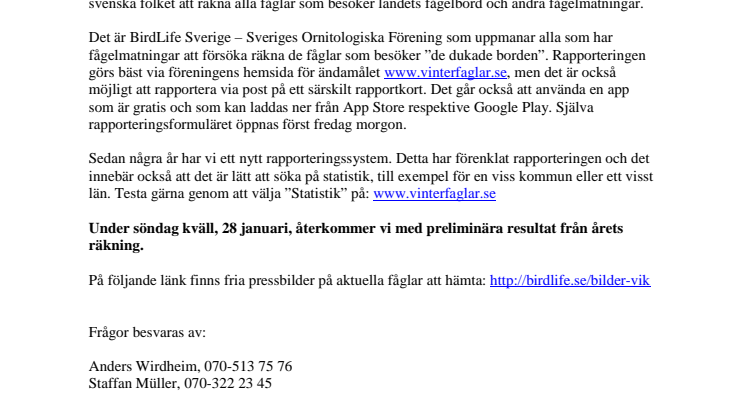På fredag startar Sveriges största fågelräkning!