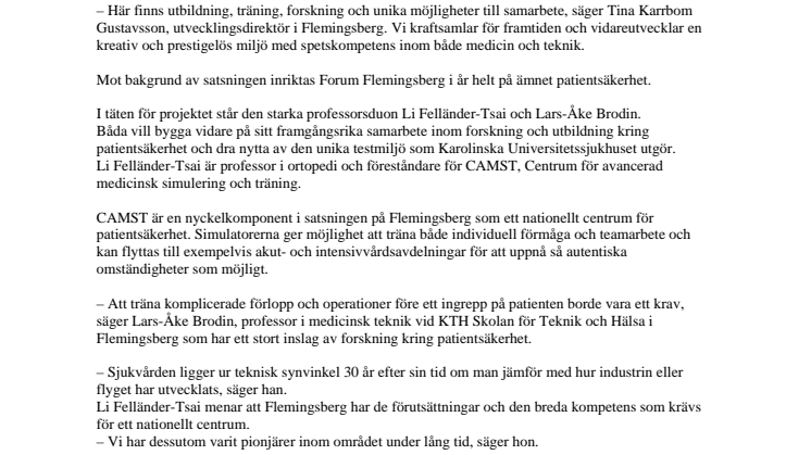 Storsatsning på patientsäkerhet i Flemingsberg