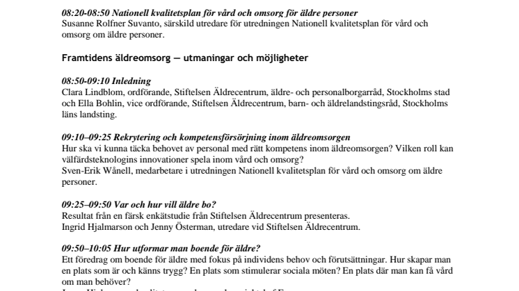 Boende för äldre och kompetensförsörjning inom äldreomsorgen teman för seminarium i Almedalen