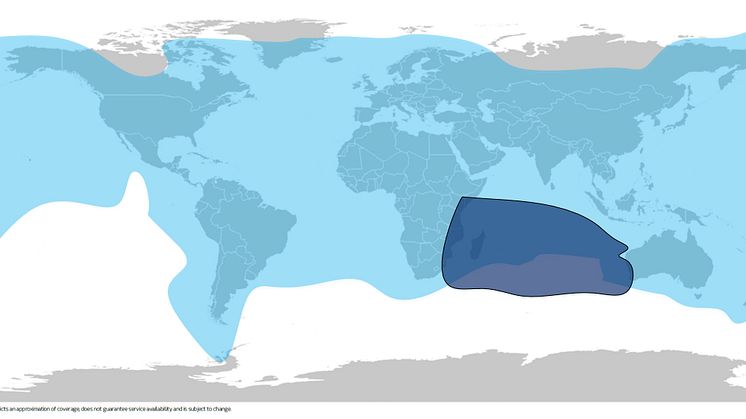 The new capacity (shown in dark blue) comes from a satellite positioned in geostationary orbit at a longitude of 110° East