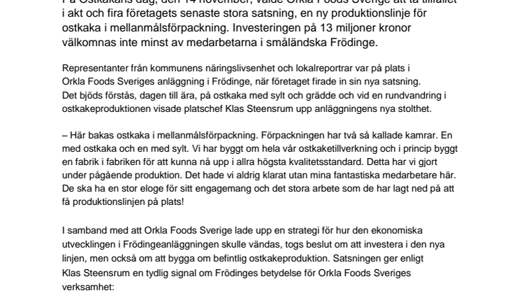 Orkla Foods Sverige firar storsatsning i Frödinge
