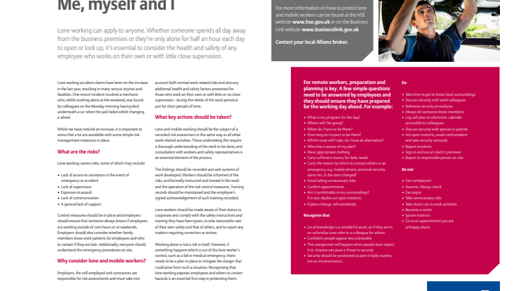 Motor newsletter March 2015 - Working Alone