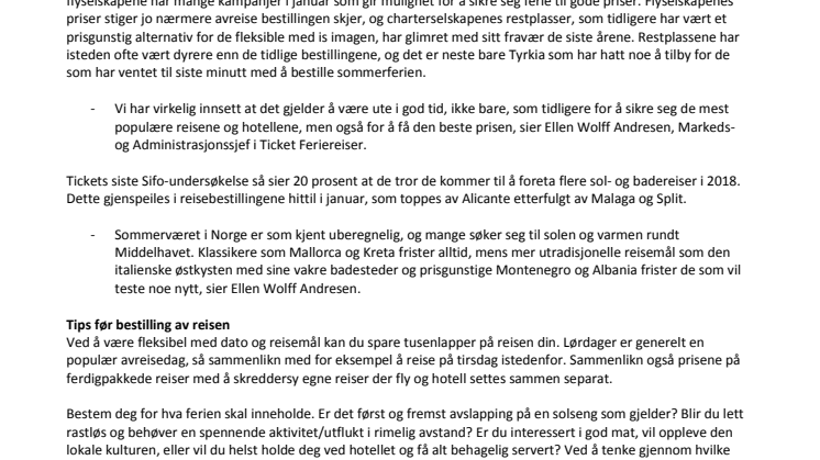 Reiserush i januar - Kampanjer på sommerferien 