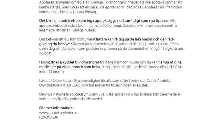 Faktablad om apoteksreformen