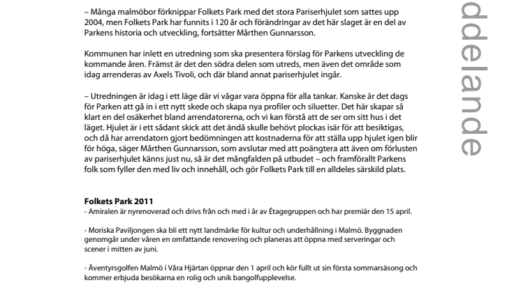 Folkets Park säger hejdå till pariserhjulet